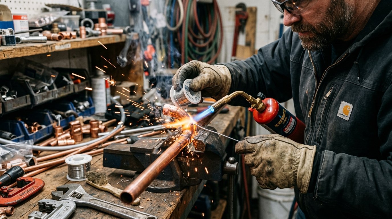 Plumber Torch Soldering Copper Pipe